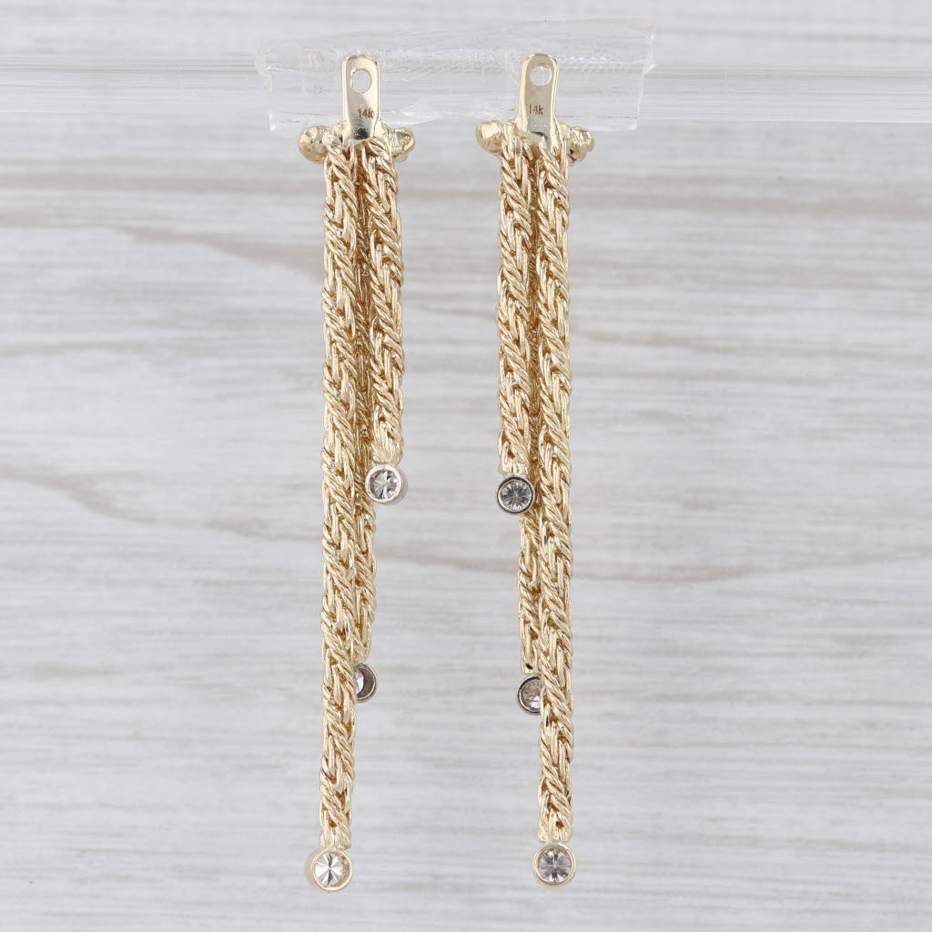 0.26ctw Diamond Fringe Earring Enhancer Dangles 14k Yellow Gold For Studs