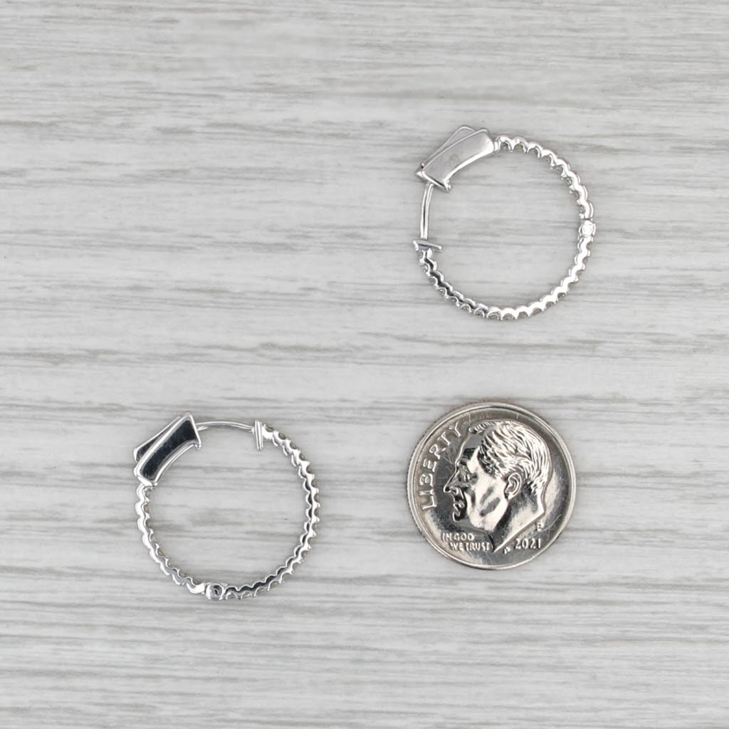 0.50ctw Diamond Inside Out Hoop Earrings 18k White Gold Snap Top Hoops