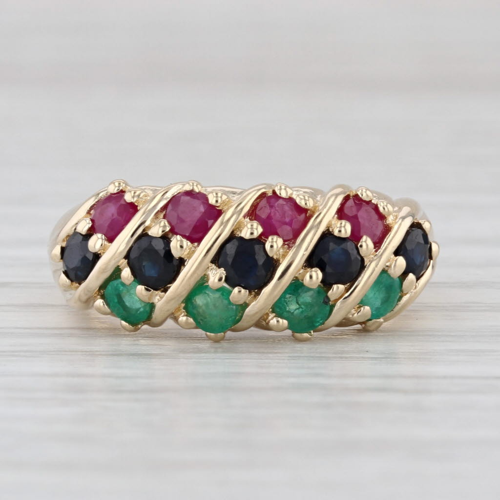 1.12ctw Ruby Sapphire Emerald Ring 14k Yellow Gold Size 7