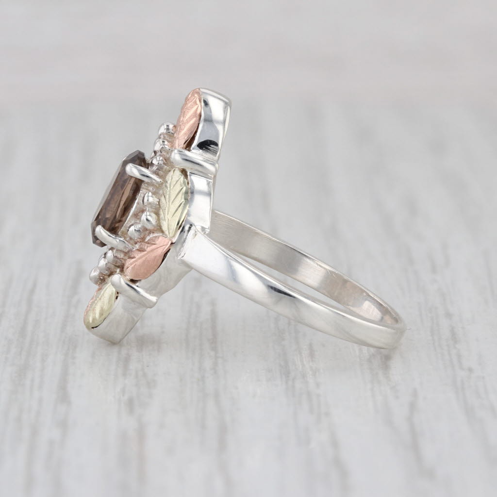 Smoky Quartz Leaf Ring Sterling Silver 12k Gold Coleman Co Black Hills Gold