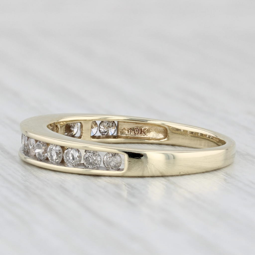 Light Gray 0.45ctw Diamond Wedding Band 10k Yellow Gold Size 7 Stackable Anniversary Ring