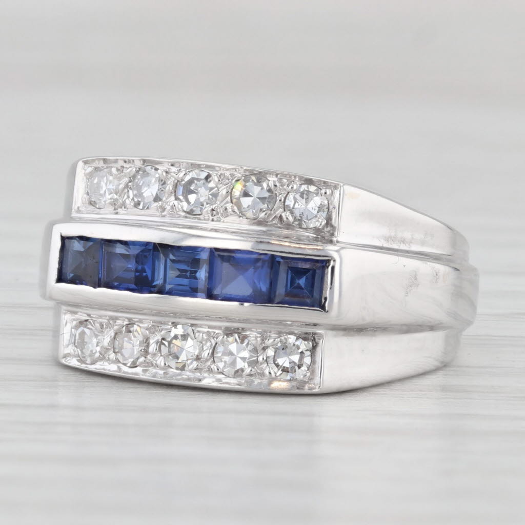 Light Gray 0.80ctw Lab Created Sapphire Diamond Ring Wedding Band 14k White Gold Size 6.75