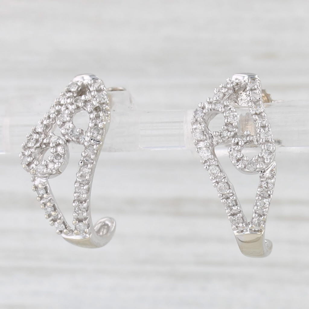 Light Gray 0.33ctw Diamond J-Hook Earrings 14k White Gold Drops