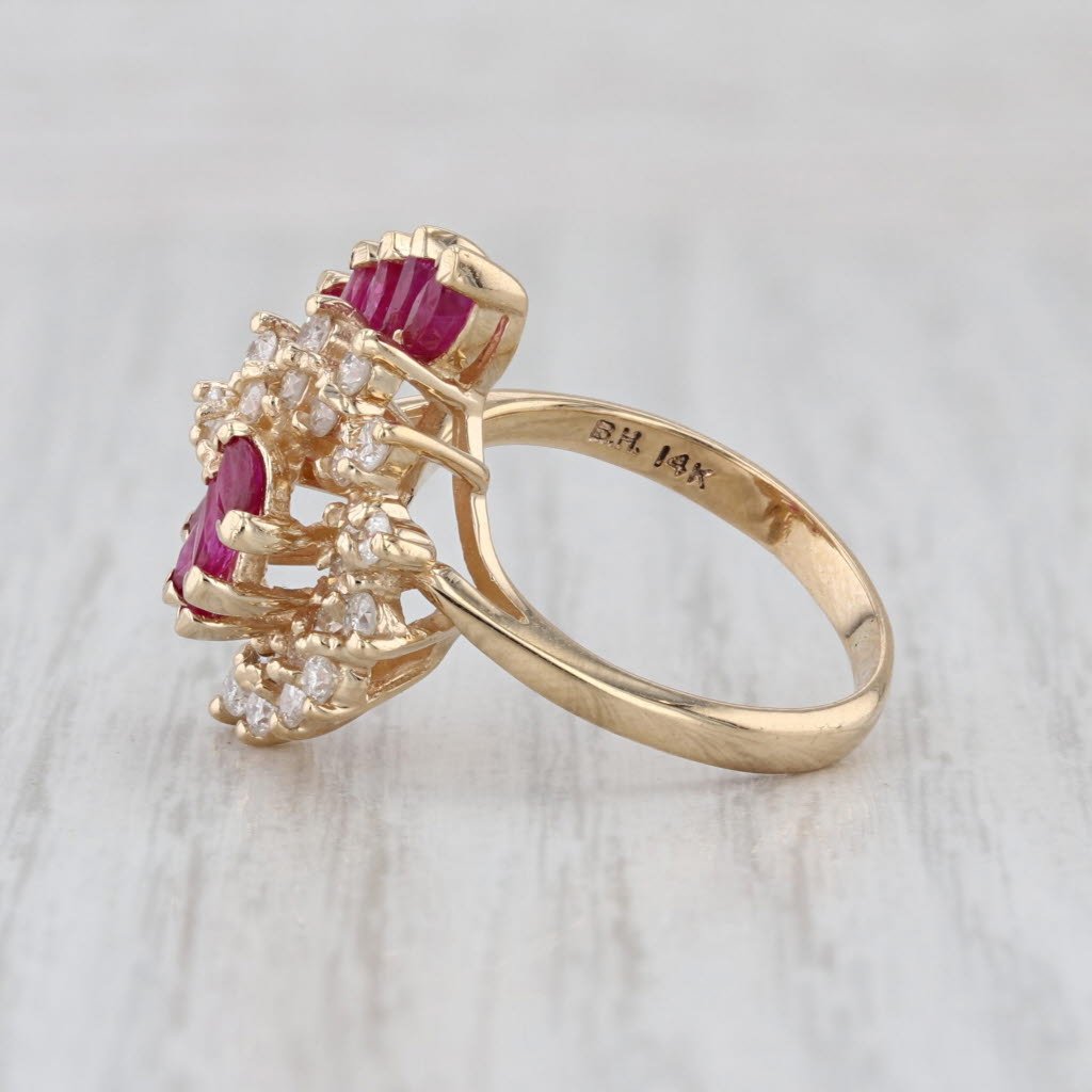 1.90ctw Ruby Diamond Ring 14k Yellow Gold Cocktail Statement Size 6