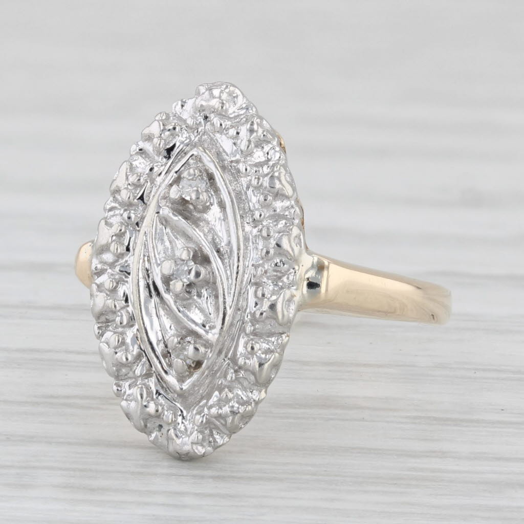 Light Gray Vintage Princess Diamond Ring 10k White Yellow Gold Size 4