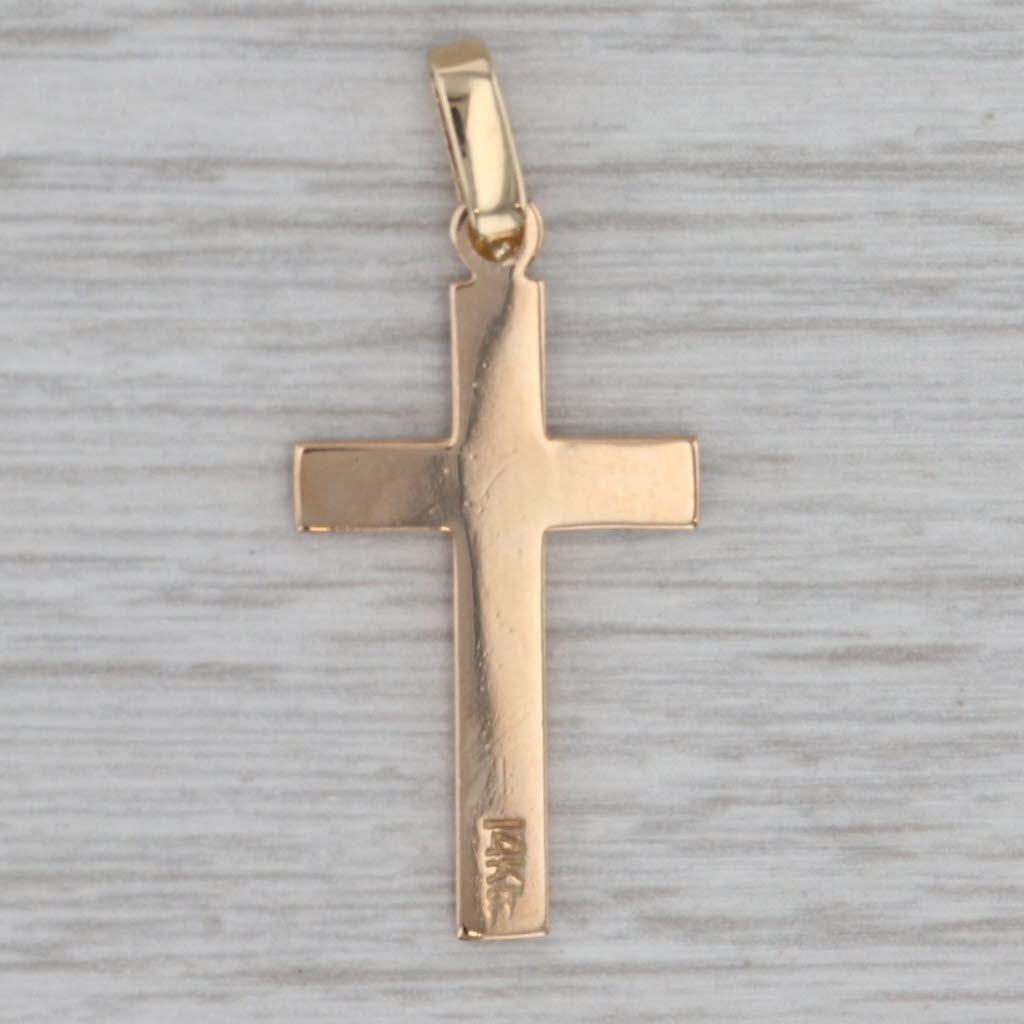Gray Vintage Enamel Pearl Cross Pendant 14k Yellow Gold