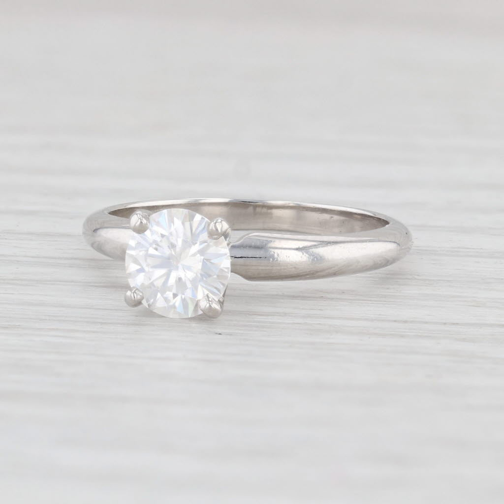 New 0.70ct Moissanite Engagement Ring Platinum Round Solitaire Size 5.5