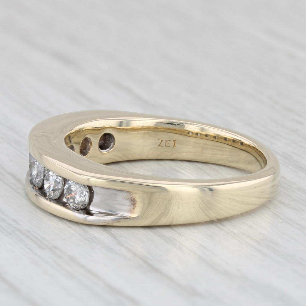 Light Gray 0.90ctw Diamond Channel Set Wedding Anniversary Band 10k Yellow Gold Size 9.5