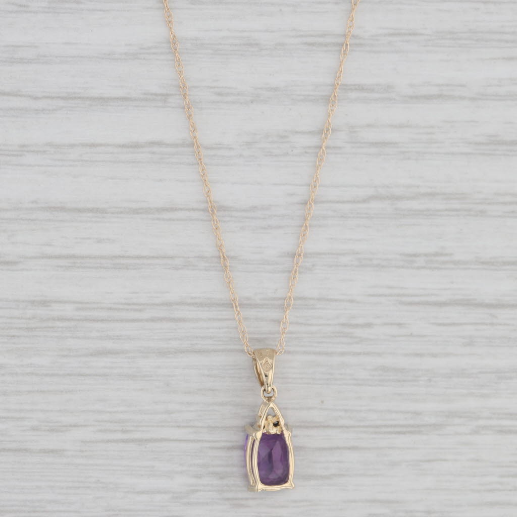 Light Gray 1.15ct Amethyst Diamond Pendant Necklace 10k Yellow Gold 18.75" Rope Chain