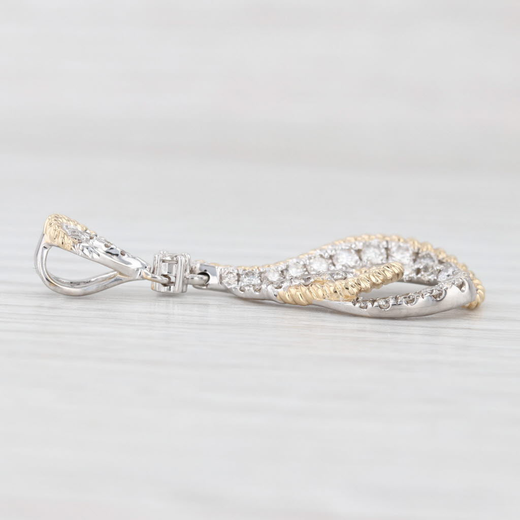 0.75ctw Diamond Abstract Teardrop Pendant 14k Yellow White Gold