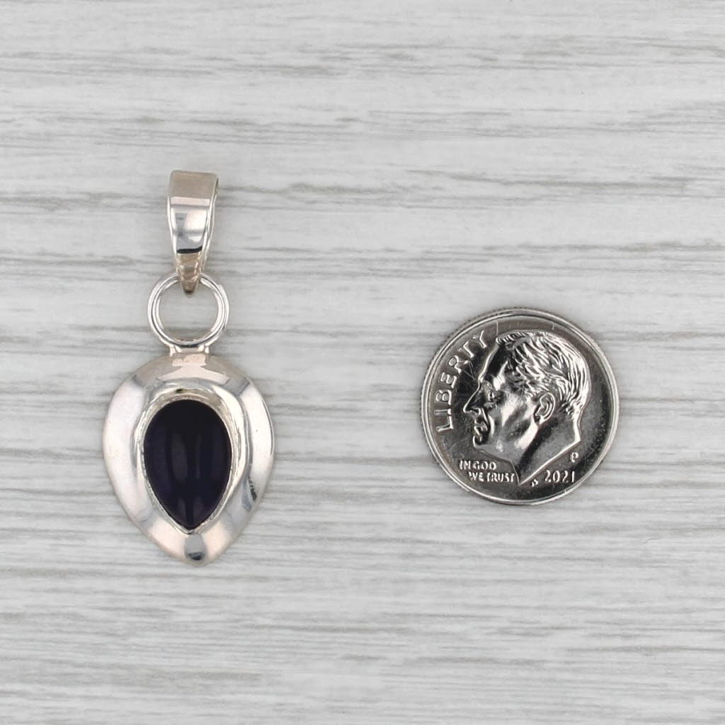 New Amethyst Teardrop Pendant Sterling Silver 925 Pear Solitaire