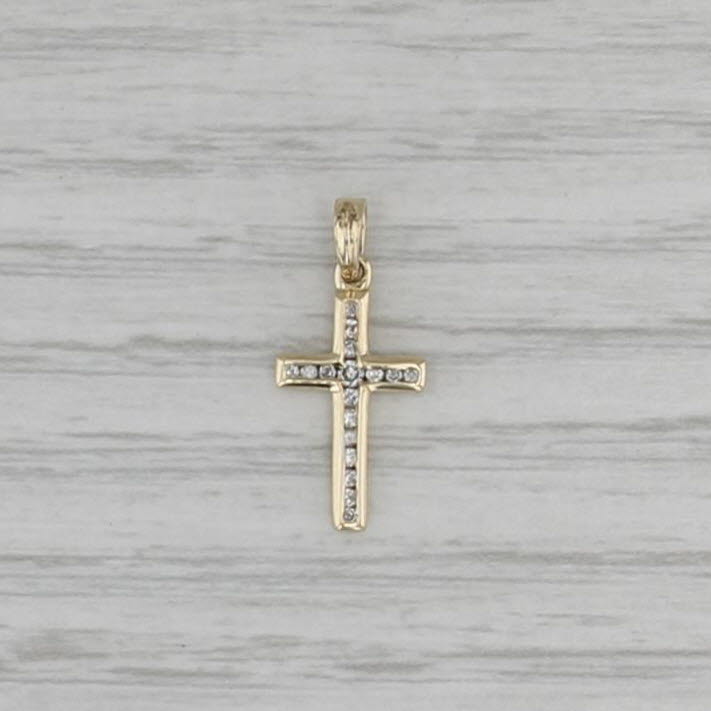 Small Diamond Cross Pendant 10k Yellow Gold
