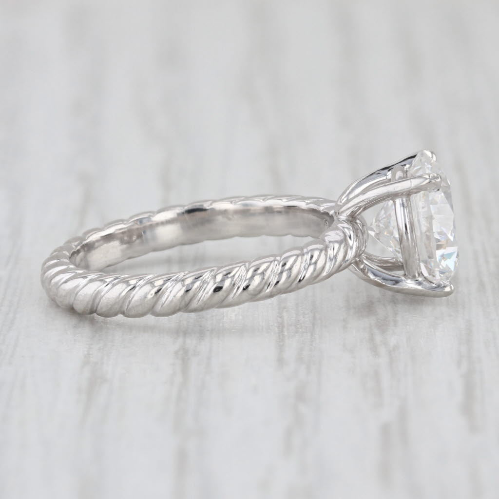 David Yurman 3.02ct Round Diamond SI1 E Ring w/ Box GIA Platinum Size 6.5