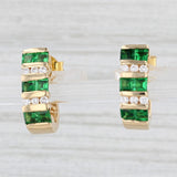 1.18ctw Green Tsavorite Garnet Diamond J-Hook Earrings 18k Yellow Gold