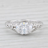 New Beverley K Oval Semi Mount Engagement Ring 18k White Gold Diamond Size 6.75