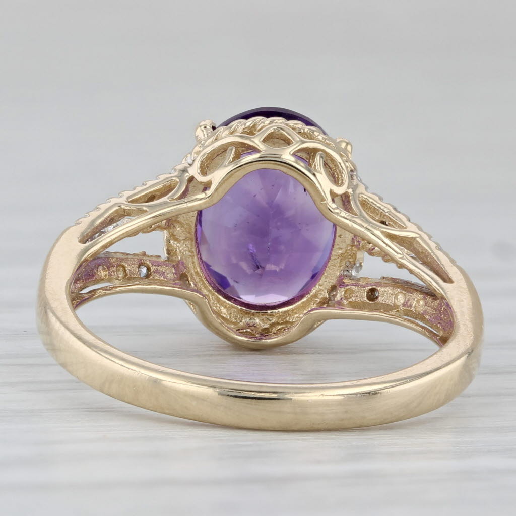 Gray 2.40ct Oval Amethyst Solitaire Ring 10k Yellow Gold Size 7 Diamond Accents