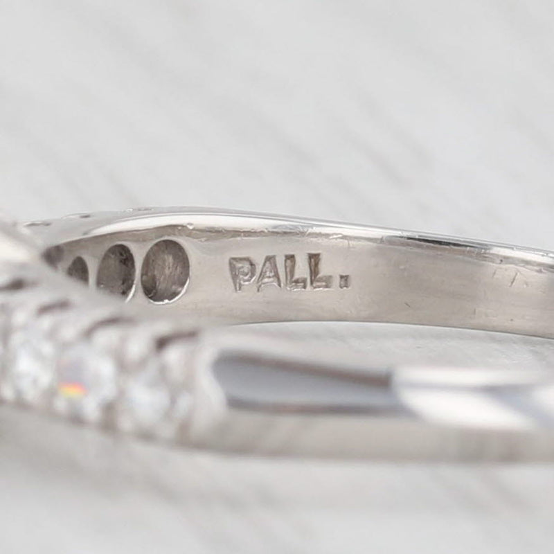 Light Gray 0.93ctw Round Diamond Engagement Ring Palladium Size 6.75 Solitaire w/ Accents