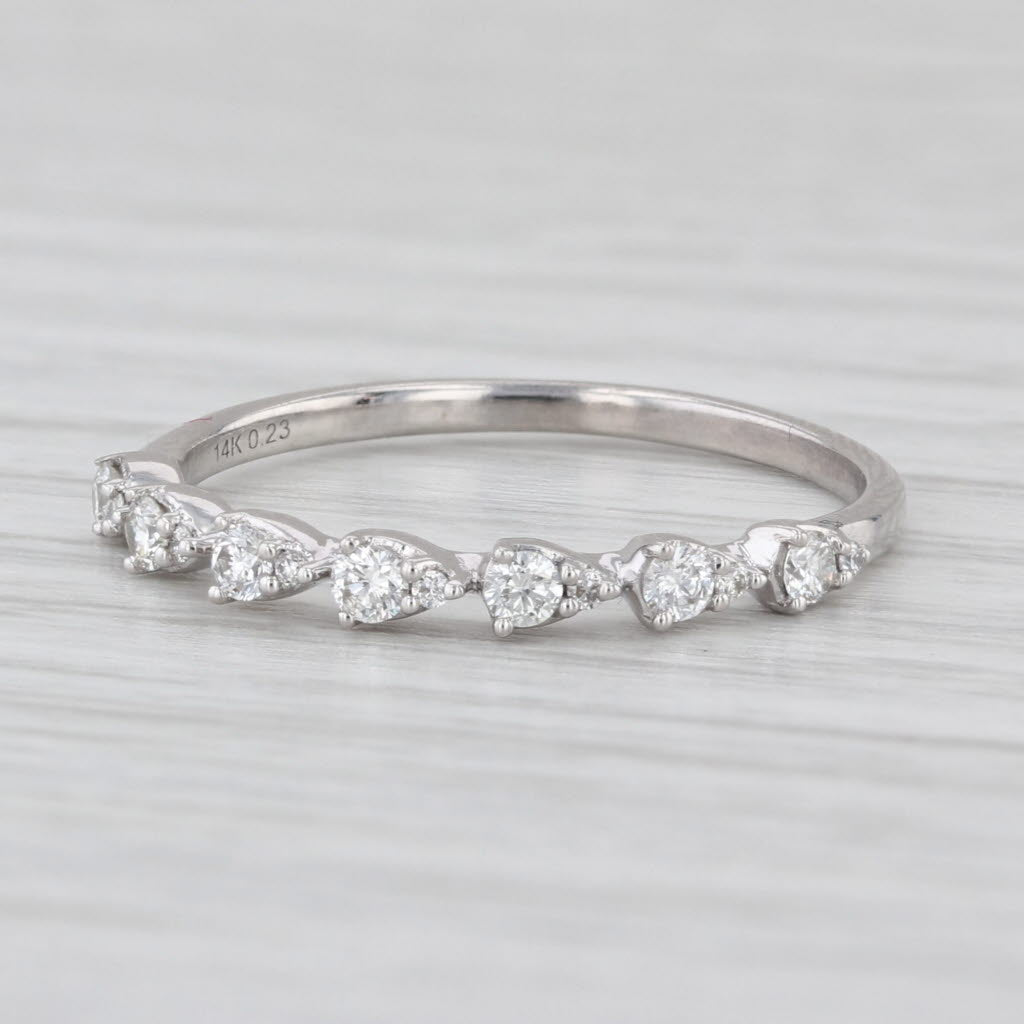 0.23ctw Diamond Wedding Band 14k White Gold Size 7.25 Stackable Anniversary Ring