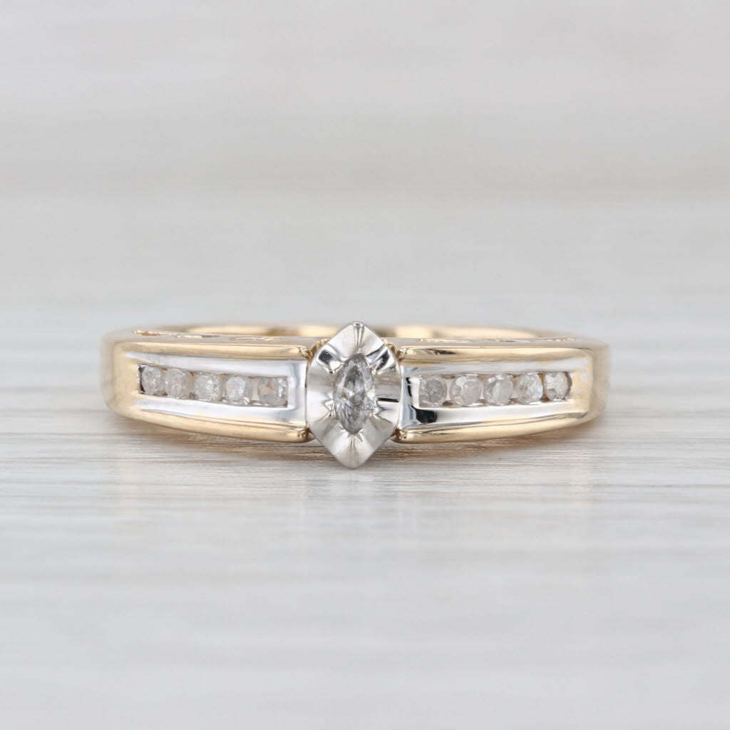 0.20ctw Diamond Engagement Ring 10k Yellow Gold Size 7 Heart Bridge Stackable