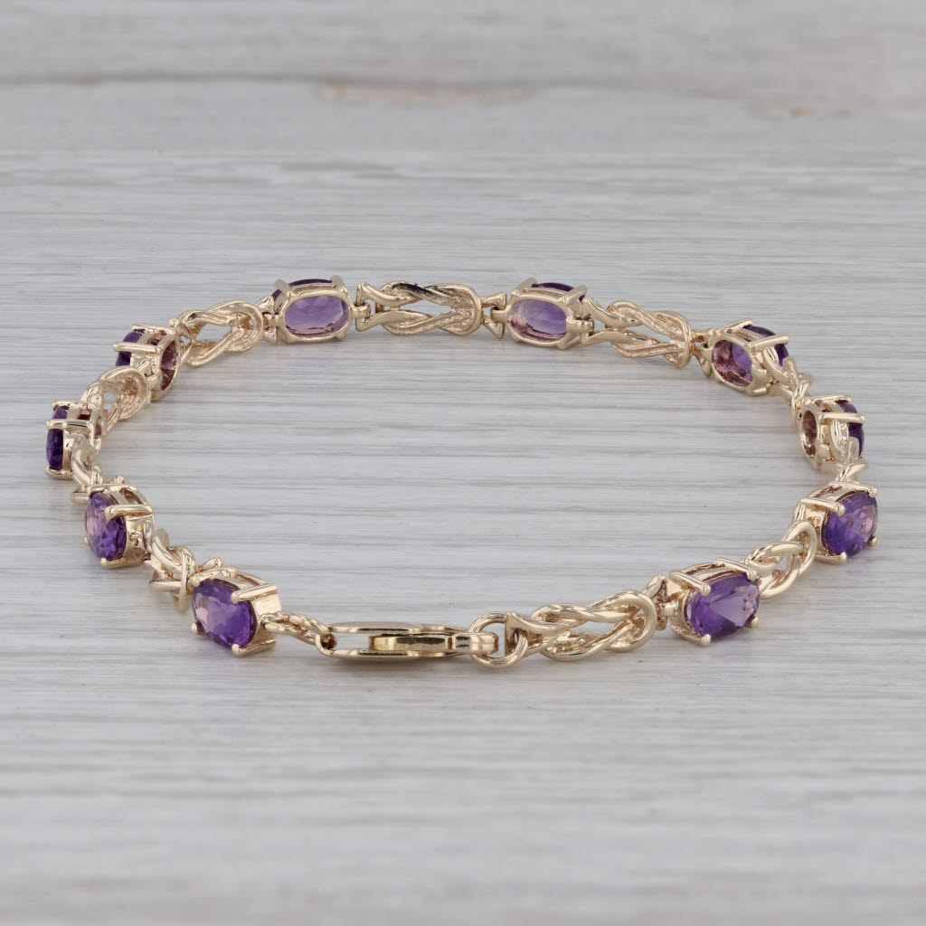 Gray 4ctw Amethyst Tennis Bracelet14k Yellow Gold 7.5" 4.4mm