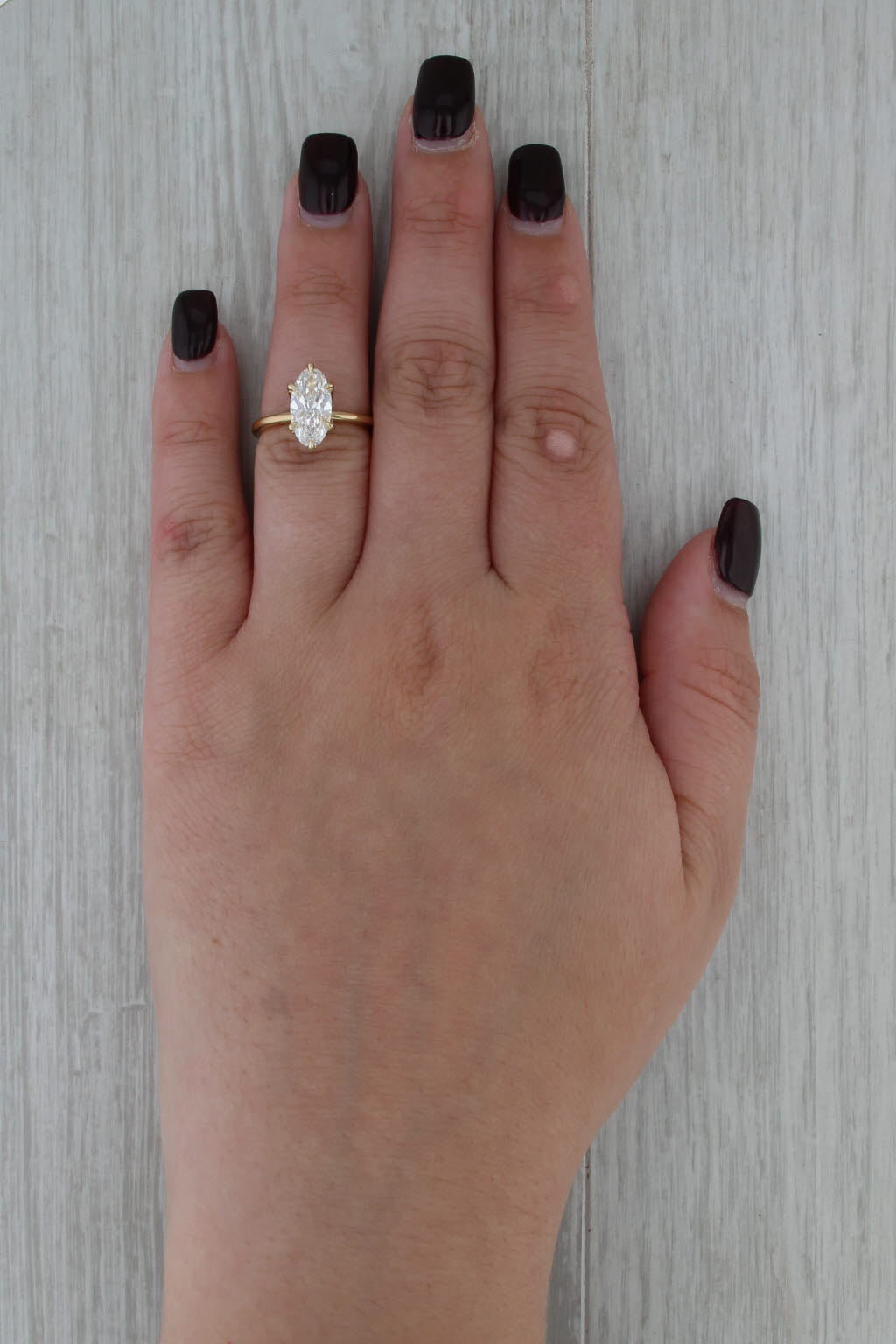 IGI 1.80ct Lab Grown Diamond Solitaire Ring 18k Yellow Gold Elongated Oval