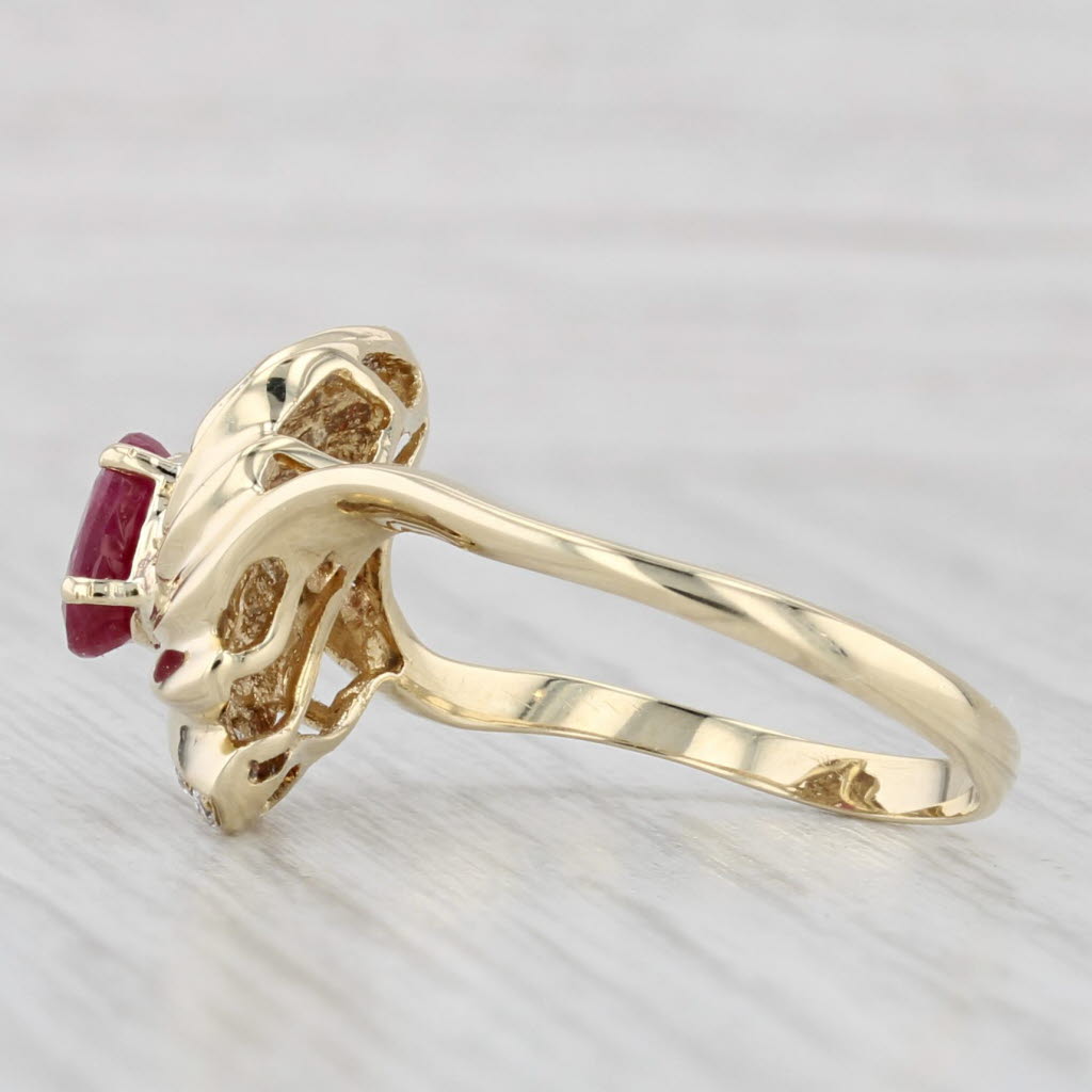 Light Gray 0.56ctw Oval Ruby Diamond Ring 14k Yellow Gold Size 6.5