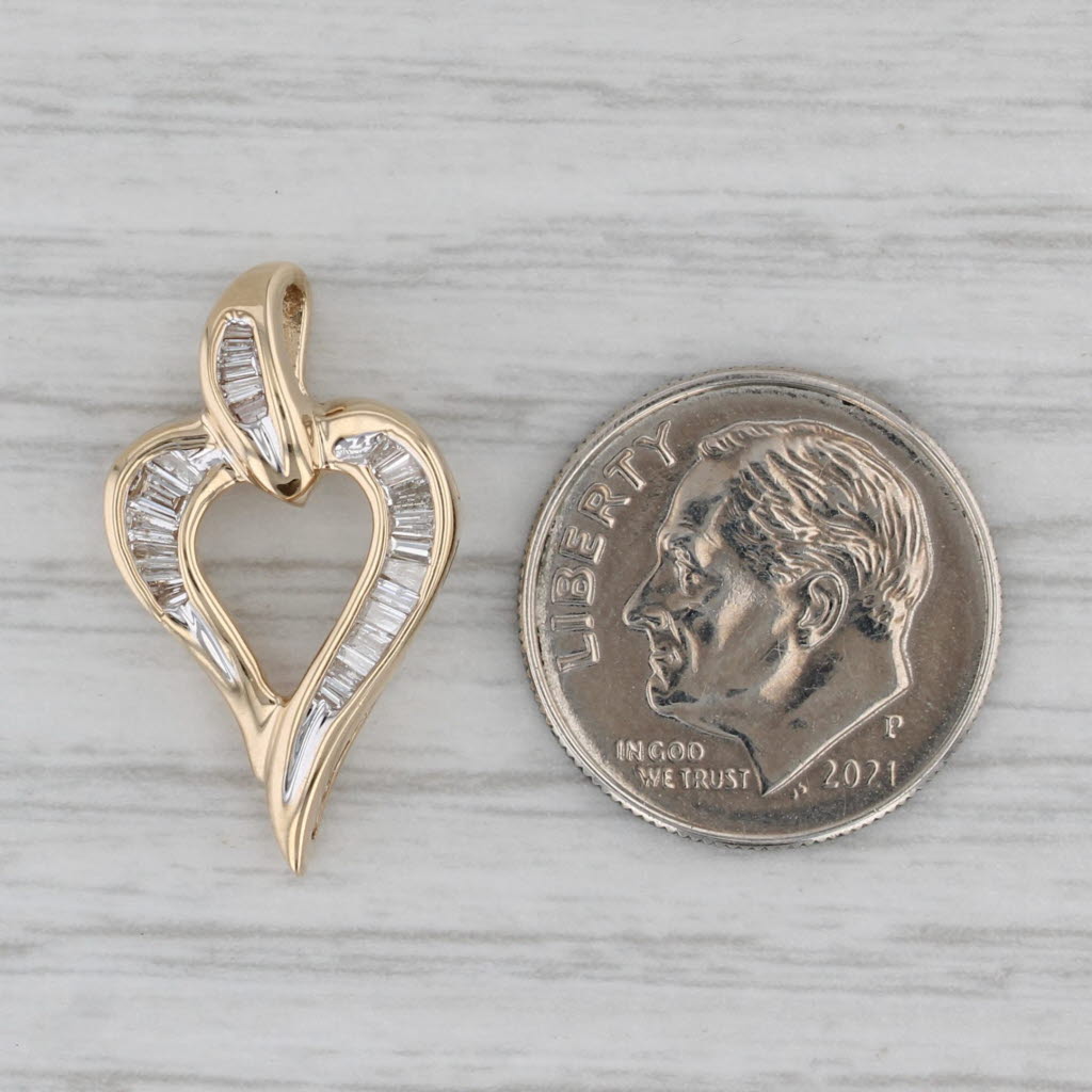 Gray 0.26ctw Diamond Open Heart Pendant 10k Yellow Gold