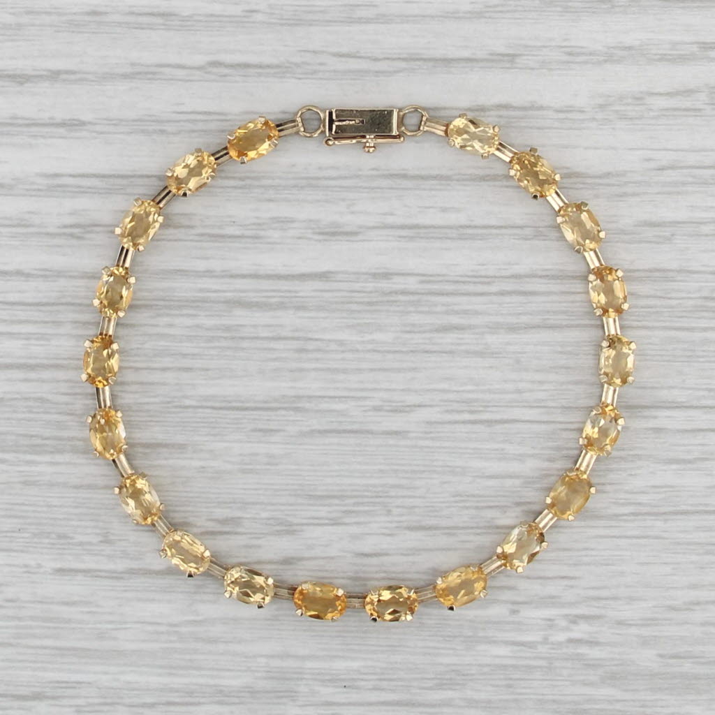 8.60ctw Citrine Tennis Bracelet 10k Yellow Gold 7" 4.2mm