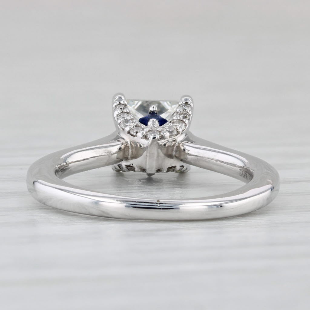 Light Gray Vera Wang 1.01ctw Princess Diamond Blue Sapphire Engagement Ring 14k Gold Size 4