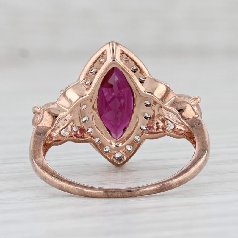 3.70ctw Marquise Garnet Zircon Halo Morganite Ring 10k Rose Gold Size 7