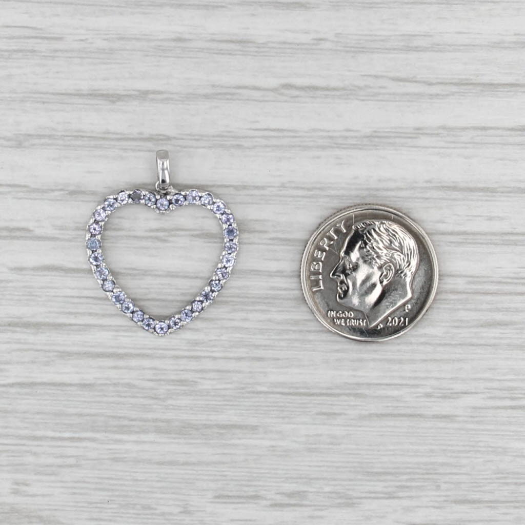 0.58ctw Tanzanite Open Heart Pendant 10k White Gold