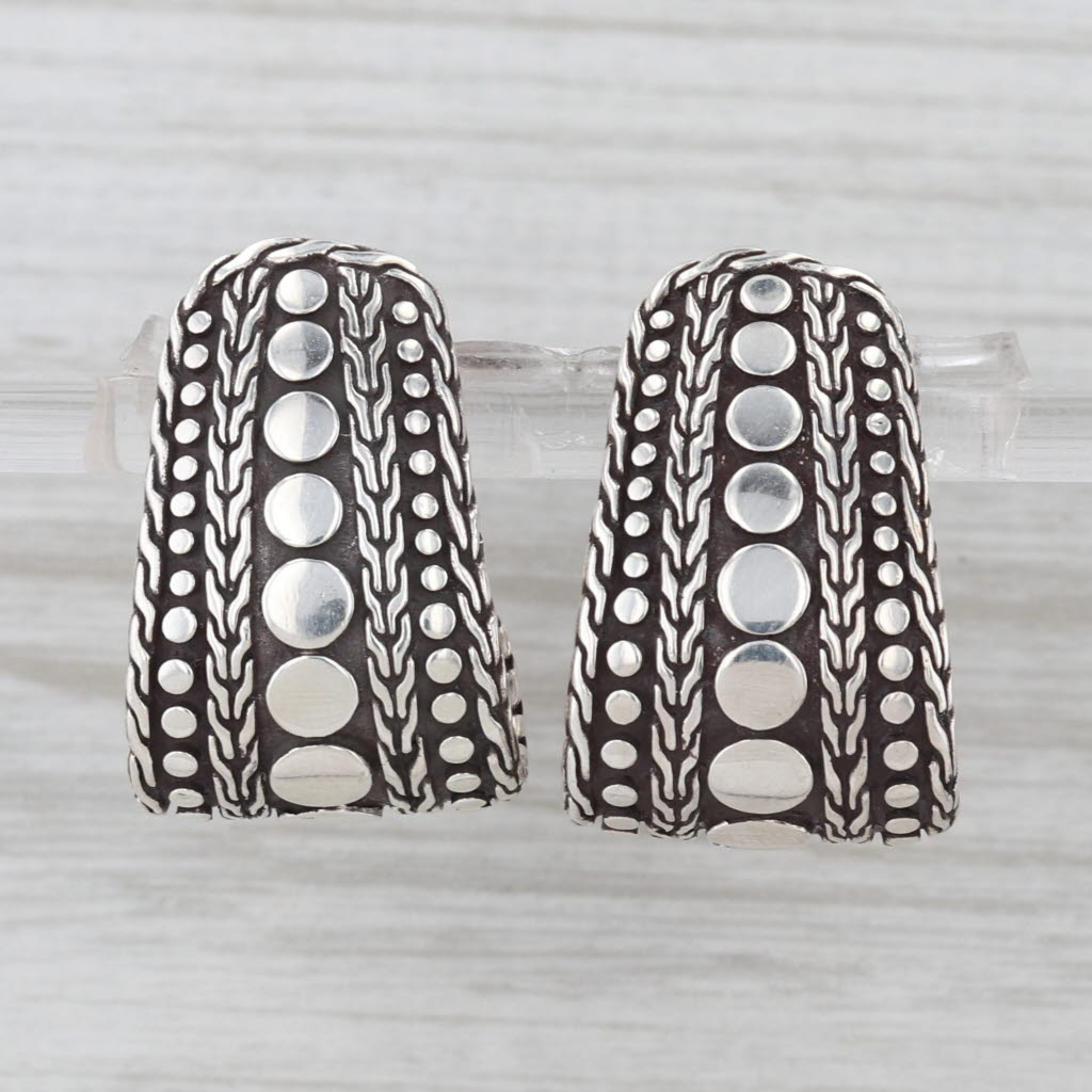 John Hardy Dot J-Hook Earrings Sterling Silver Drops