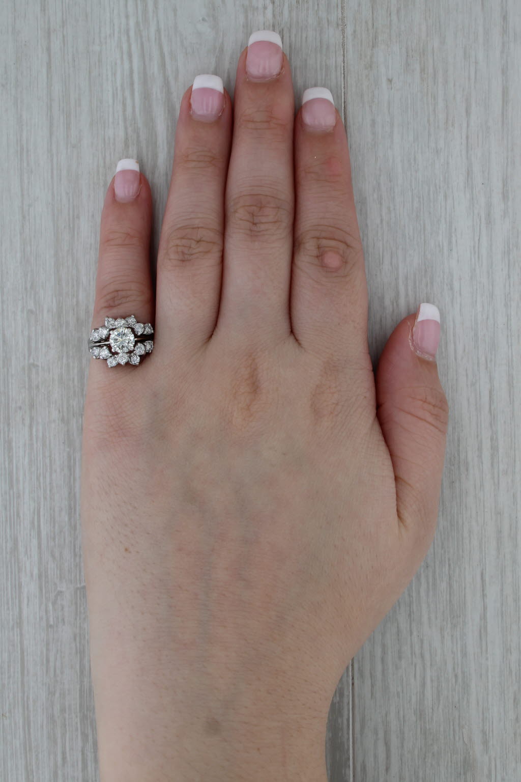 Vintage Diamond Cluster Ring 14k White Gold Size 5.25 Engagement Bridal