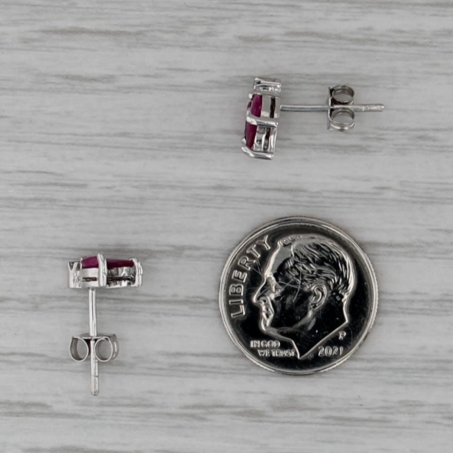 0.96ctw Ruby Cubic Zirconia Stud Earrings 14k White Gold Flower Studs