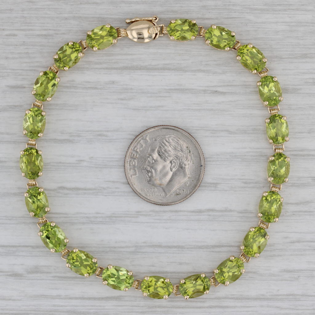 Gray 17ctw Peridot Tennis Bracelet 14k Yellow Gold 7" 5mm