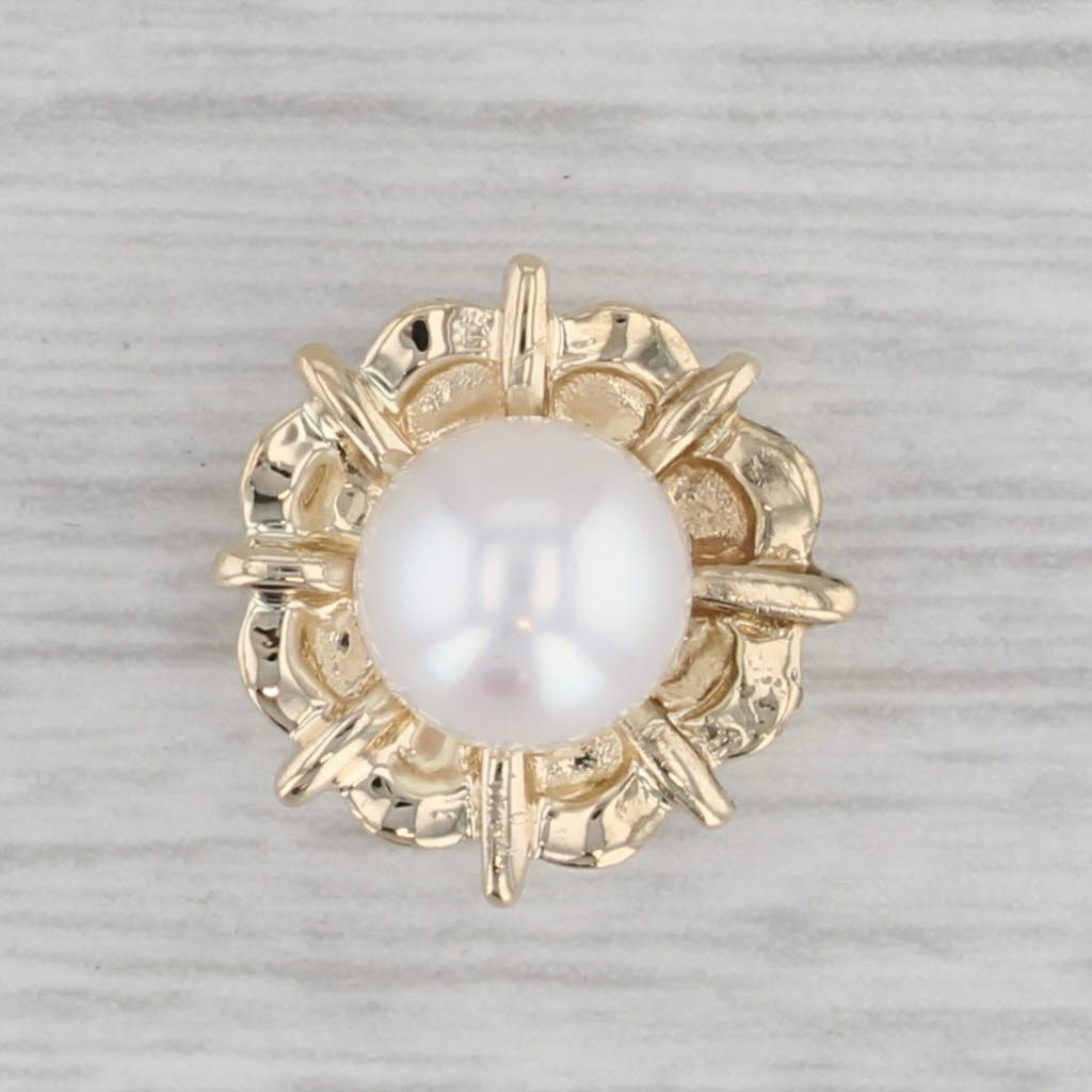 Gray Richard Klein Cultured Pearl Slide Bracelet Charm 14k Yellow Gold Vintage
