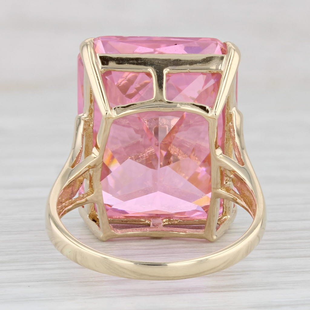 Light Gray 45.70ct Pink Ice CZ Ring 14k Yellow Gold Size 7.5 Cocktail