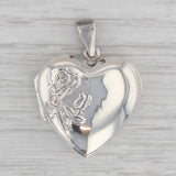 Floral Heart Locket Pendant Sterling Silver Engraved Flowers Opens Engravable