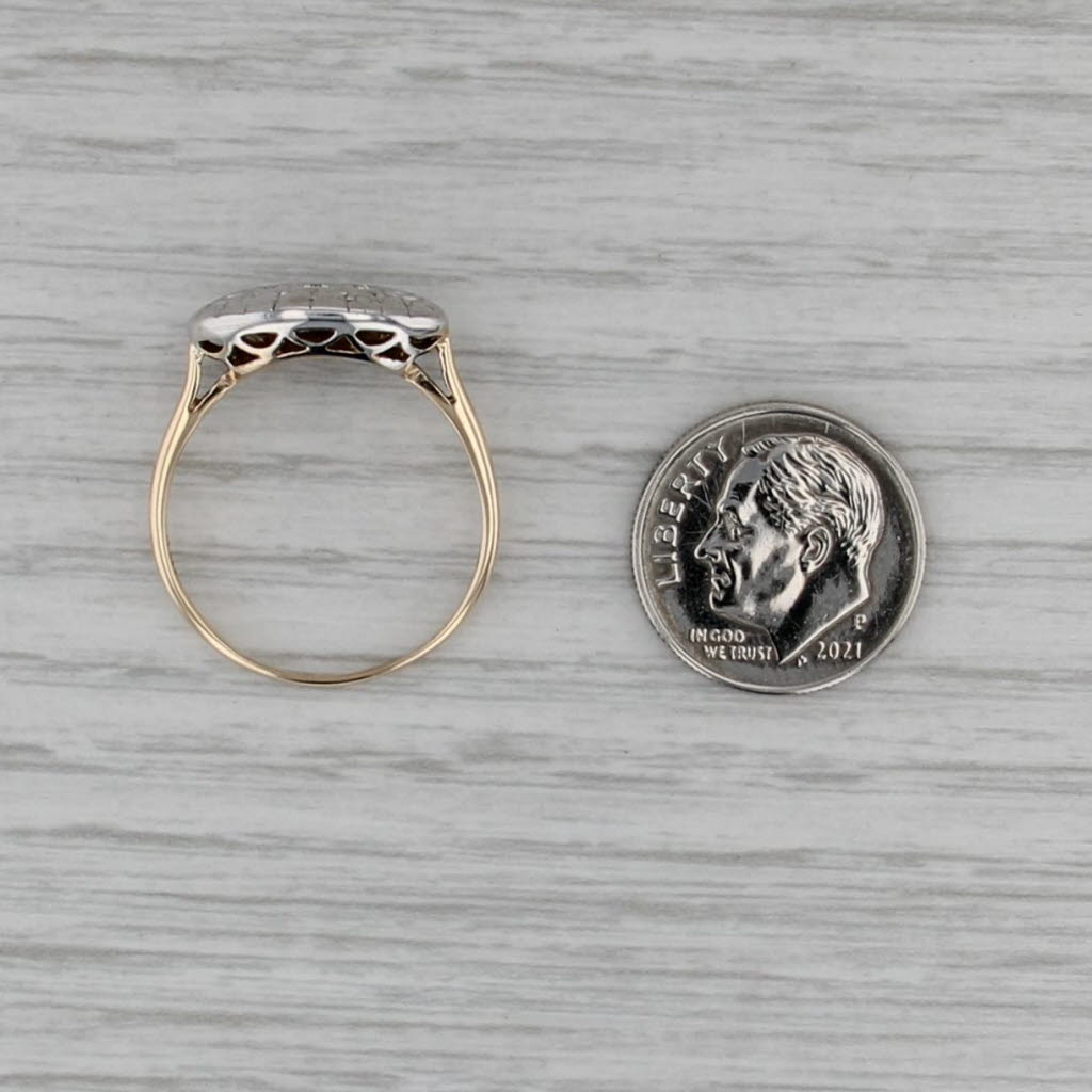 Vintage Diamond Princess Ring 10k White Yellow Gold Size 9 Heart Accents