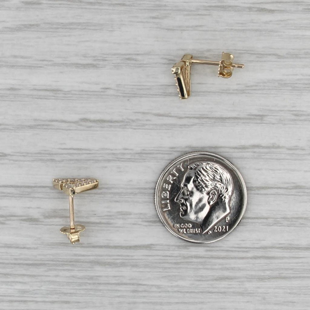0.21ctw Cubic Zirconia Letter Initial V Stud Earrings 10k Yellow Gold Studs