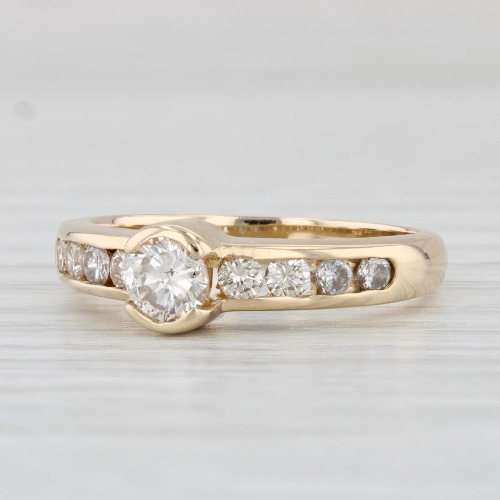 Light Gray 0.59ctw Round Diamond Engagement Ring 14k Yellow Gold Size 6.5