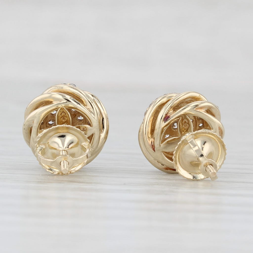 Light Gray 0.18ctw Diamond Cluster Swirl Stud Earrings 10k Yellow Gold