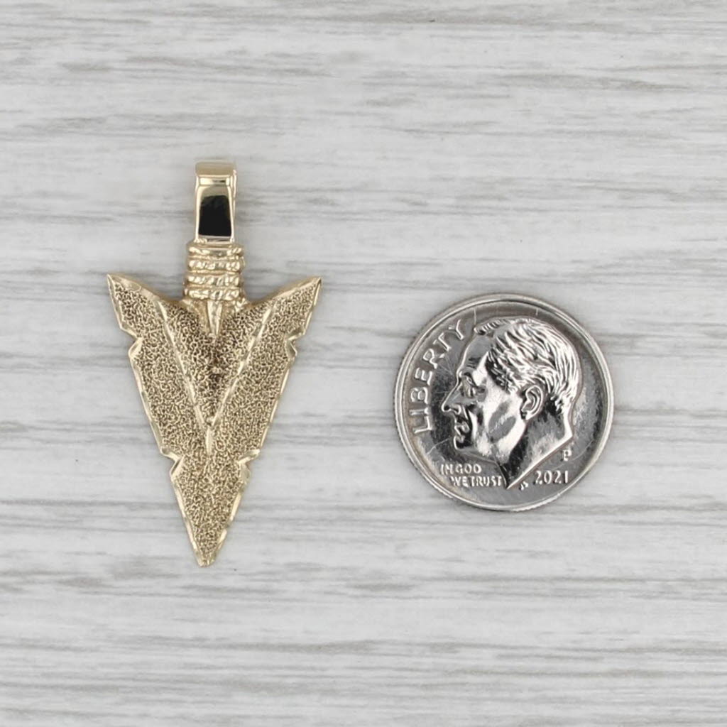 Arrowhead Pendant 14k Yellow Gold Brushed Detailed