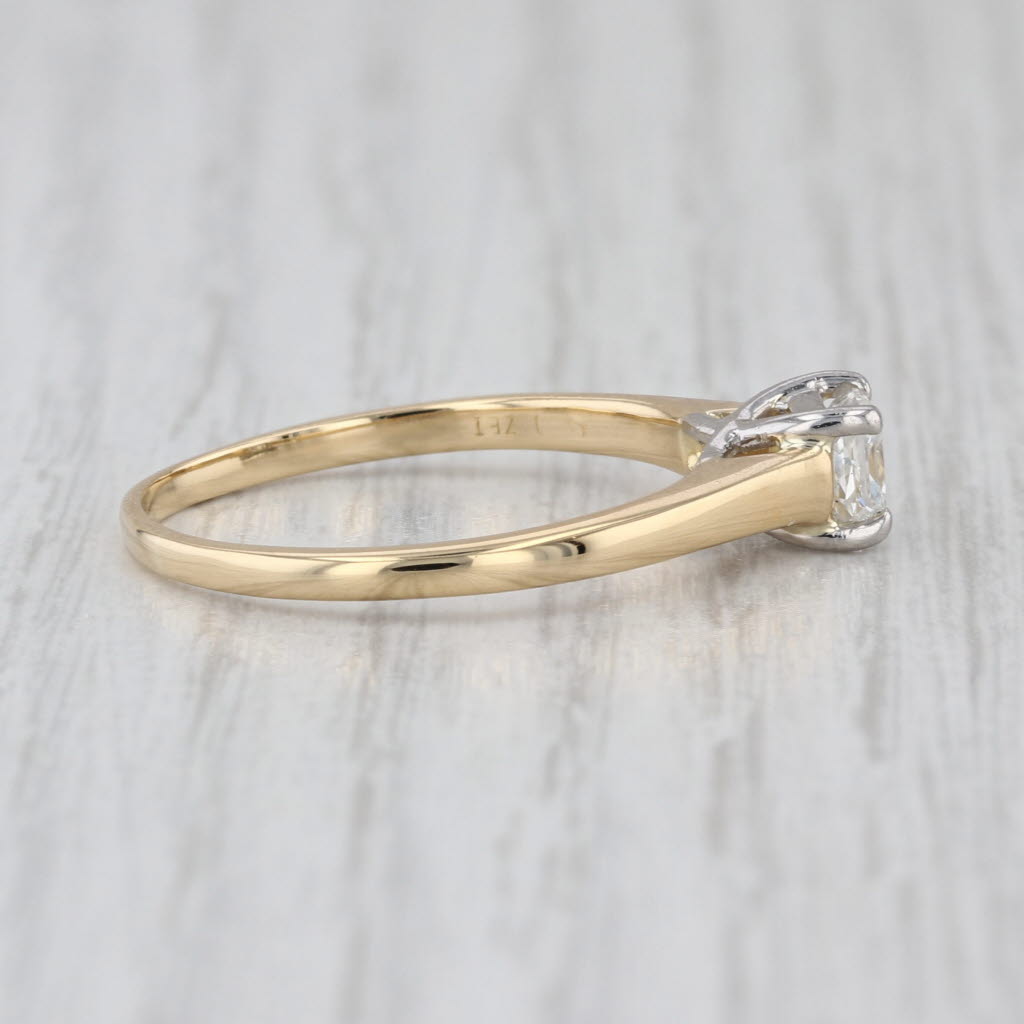 0.52ct Diamond Solitaire Engagement Ring 18k Yellow White Gold Size 10.25