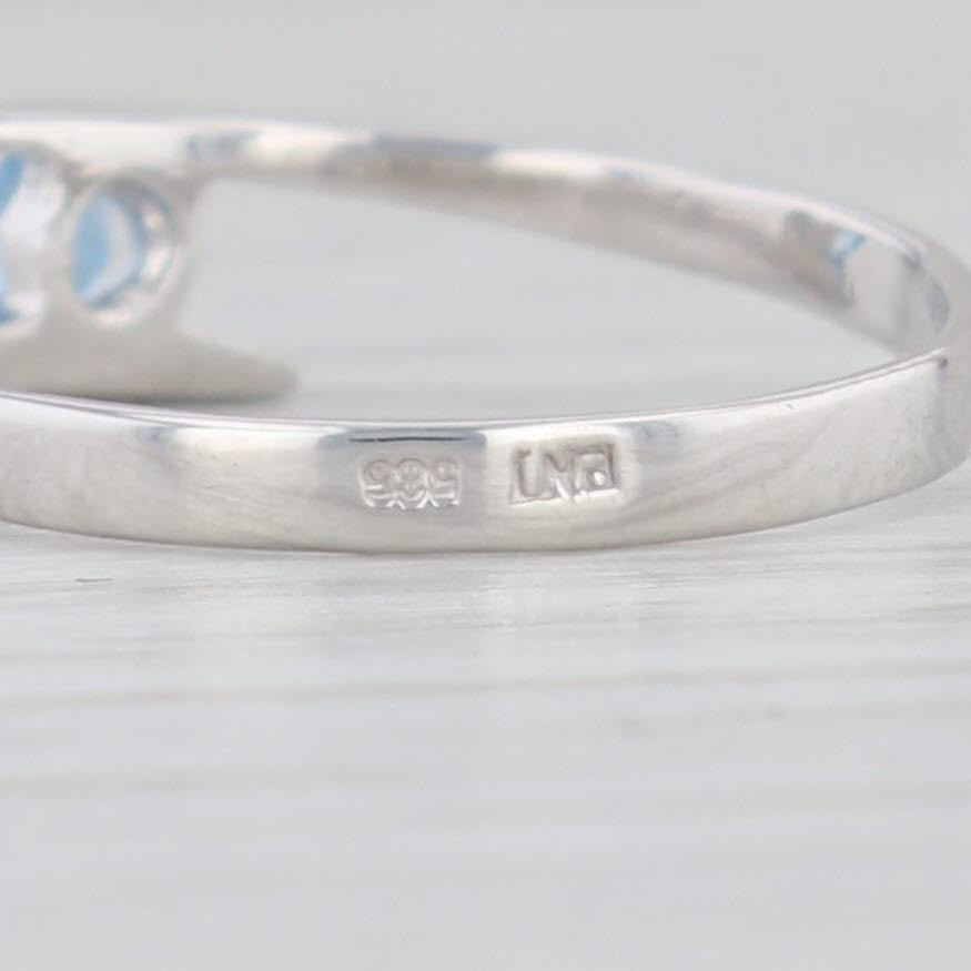 Light Gray 0.19ct Blue Lab Created Spinel Bypass Ring 14k White Gold Size 6 Round Solitaire