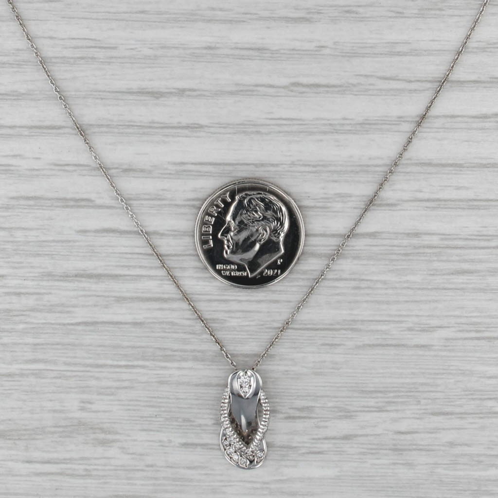 Roberto Coin Flip Flop Pendant Necklace 18k White Gold 16" Cable Chain
