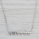 New 0.25ctw Diamond Bar Pendant Necklace 14k White Gold 17.25-18.25" Cable Chain