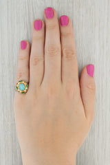 Tan Opal Diamond Tsavorite Garnet Ring 18k 999 Gold Size 6.25-6.5 Custom Made