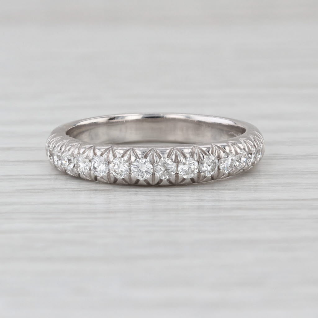 0.43ctw Diamond Wedding Band 18k White Gold Stackable Anniversary Ring Size 7