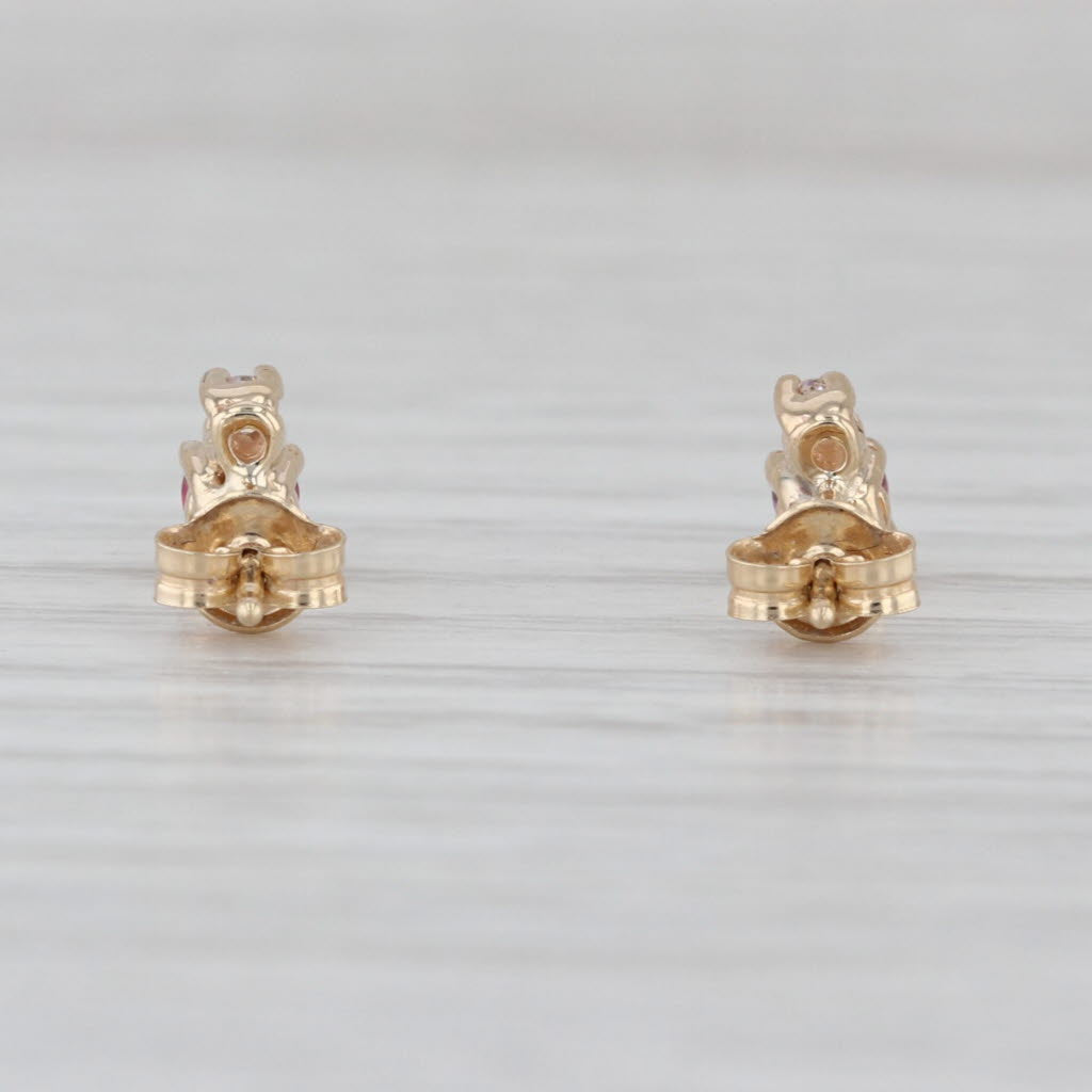 0.30ctw Ruby Diamond Stud Earrings 14k Yellow Gold Studs
